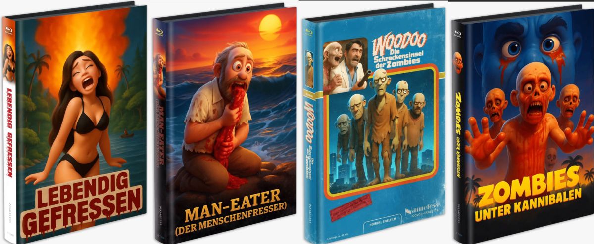 Woodoo + Man-Eater + ZuK + LG - 4x gr Blu-ray Hartbox Crazy-Cover-Bundle